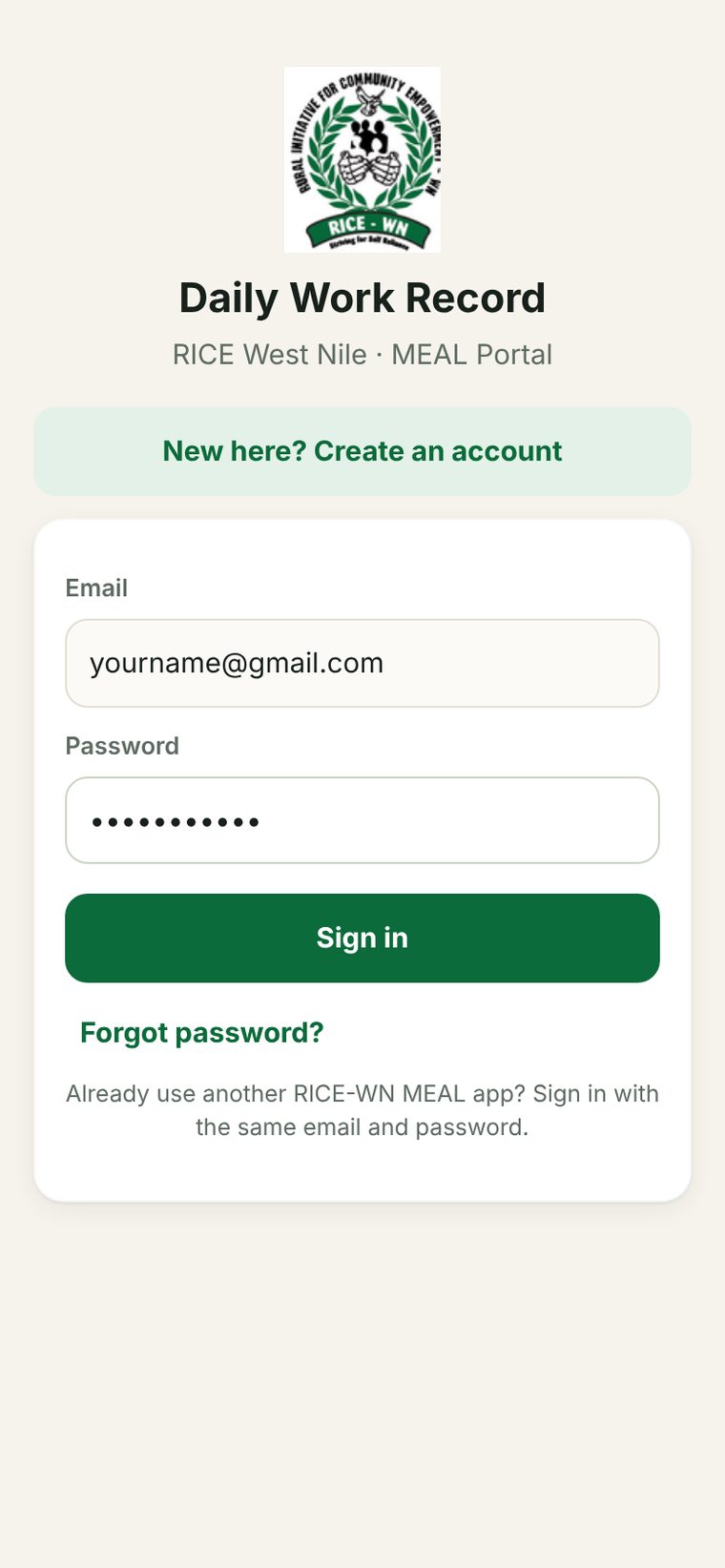 Sign-in screen